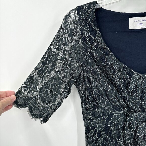 SERAPHINE LUXE maternity dress lace formal special occasion holiday gray 10 - Picture 4 of 8